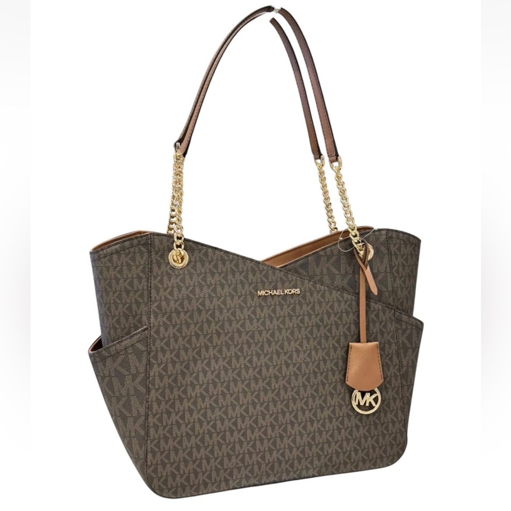 NWT $558 Michael Kors Jet Set Travel Large Chain Shoulder Tote - Picture 3 of 15